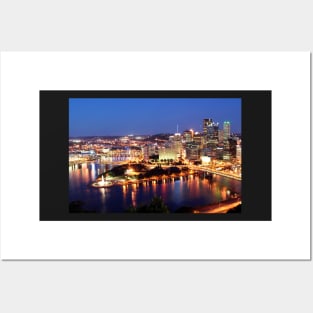 City at Night - Pittsburgh, PA Posters and Art